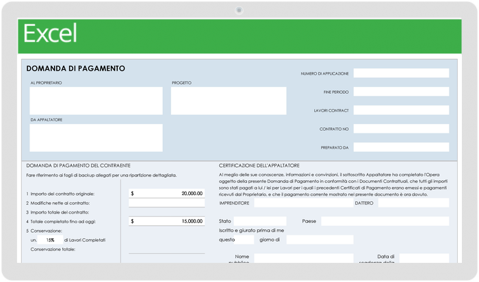 Modello di costruzione-avanzamento-pagamento