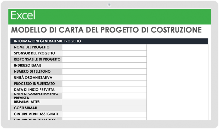  Modello di carta del progetto di costruzione