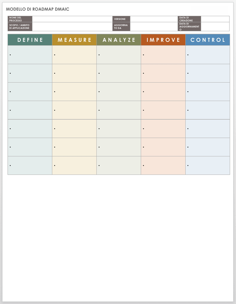 MODELLO DMAIC-ROADMAP