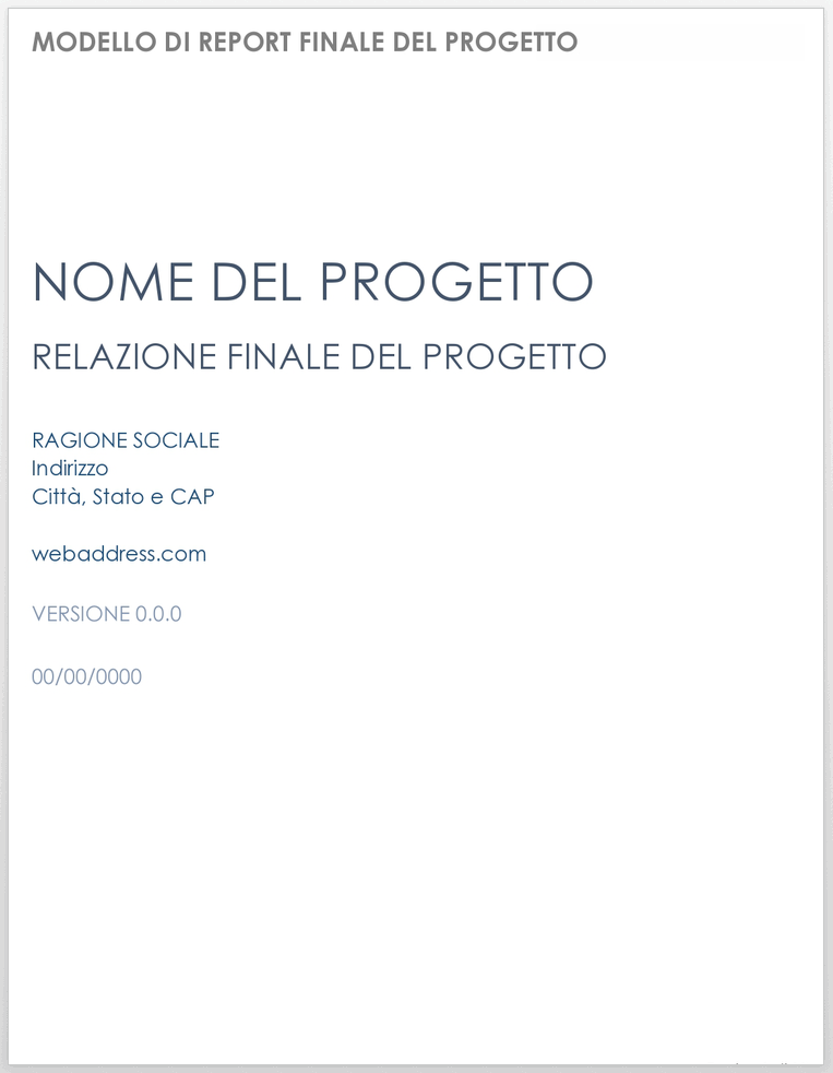  Modello di relazione finale del progetto