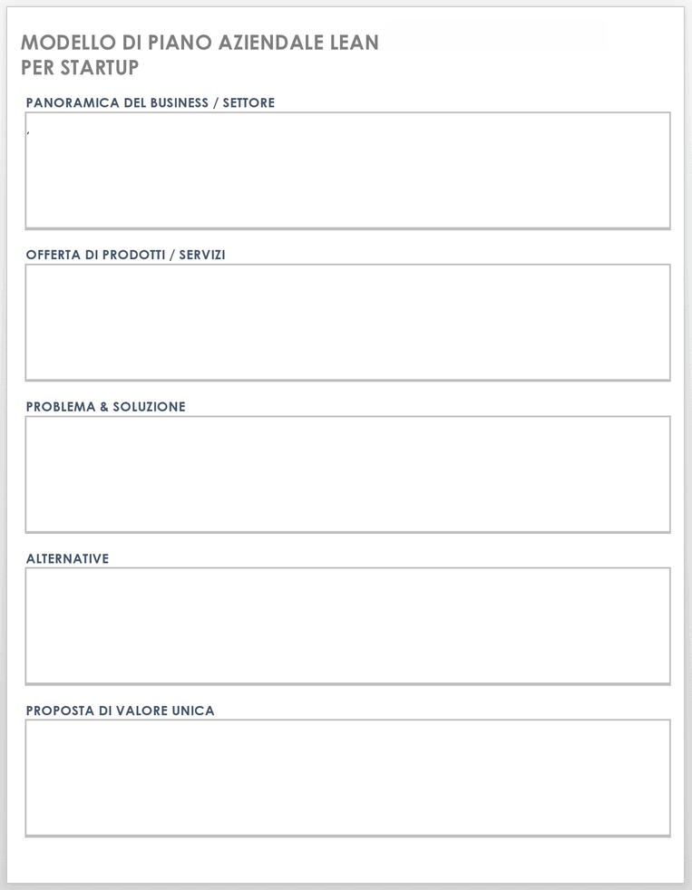 Modello di piano aziendale snello per startup