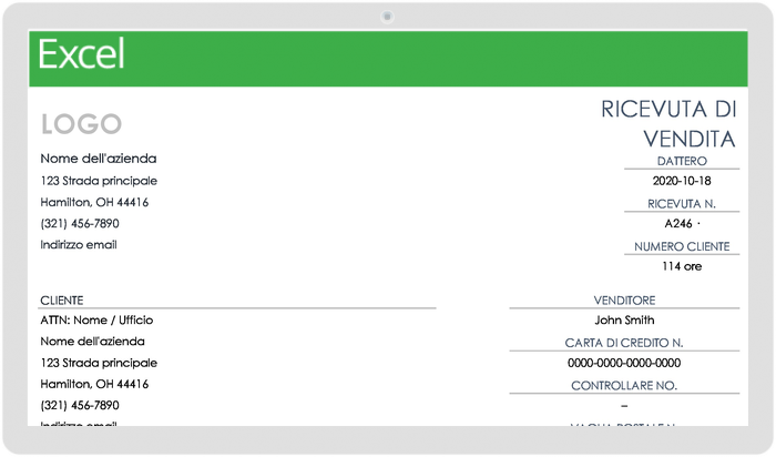 Modello di ricevuta di vendita